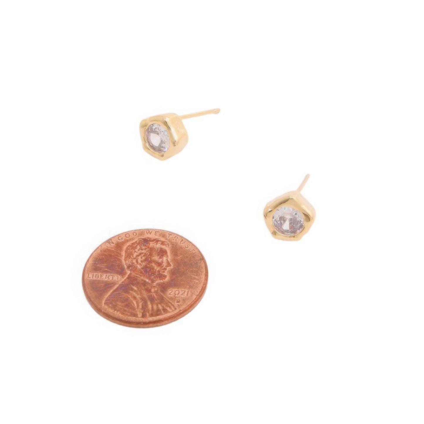 14k Gold Dipped Cz Stone Stud Earring