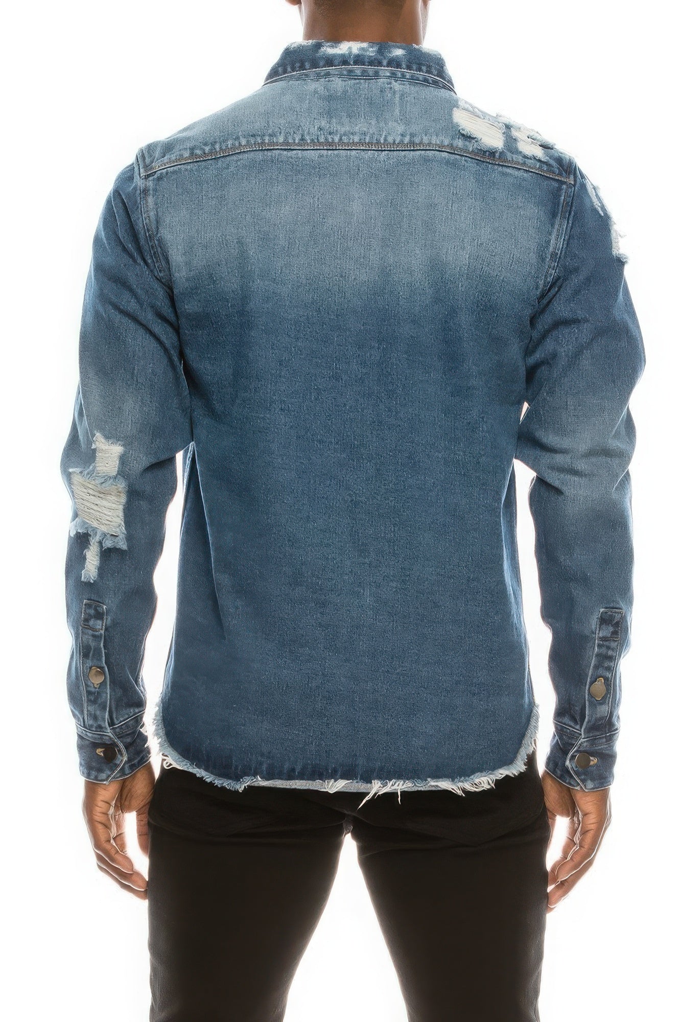 Men's Ripped Denim Overshirt